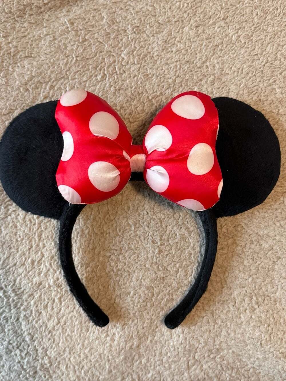 Disney Parks Minnie Mouse Classic Red Polka Dot Bow Ears Headband